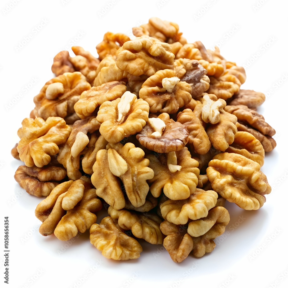 Shelled Walnuts on a White Background Shelled Walnuts on a White Background