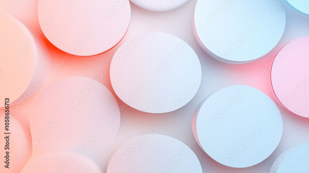 Obraz premium Abstract background of pastel colored circles on a white background.
