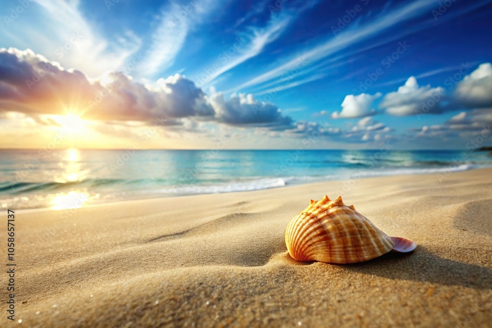 seashell in sand with blurred background seashell in sand with blurred background