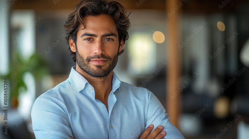 confident indian man in a formal shirt, arms crossed and exuding professionalism, set against a minimalist background that highlights his strong demeanor and business-ready attitude confident indian man in a formal shirt, arms crossed and exuding professionalism, set against a minimalist background that highlights his strong demeanor and business-ready attitude