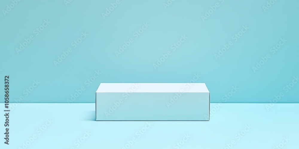 Blank medium-sized cardboard box on pastel blue background, minimalistic and modern. Blank medium-sized cardboard box on pastel blue background, minimalistic and modern.