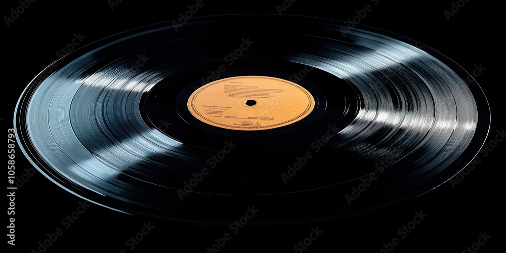 Black vinyl record close-up, isolated and sharp, capturing grooves in high resolution. Black vinyl record close-up, isolated and sharp, capturing grooves in high resolution.