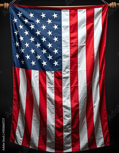 Flag of USA , silk hanging Dramatic details ,high resolution