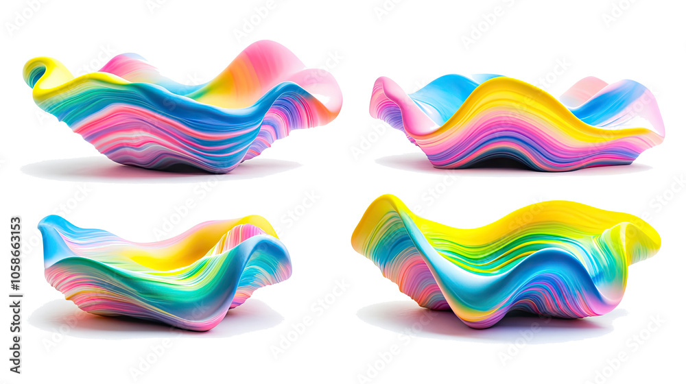 Colorful Rainbow Paint Splashes in a Set of Modern Design Elements Generative AI