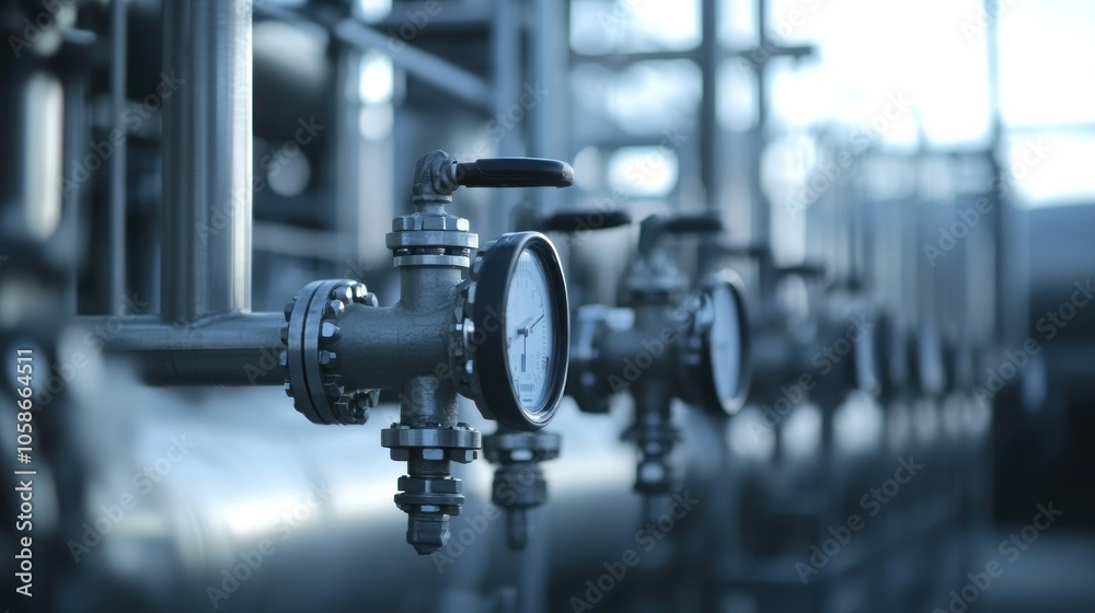 Close-up of Industrial Piping and Gauges Close-up of Industrial Piping and Gauges