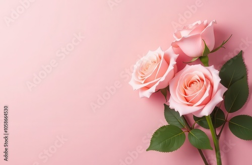 bouquet of roses on a pink background