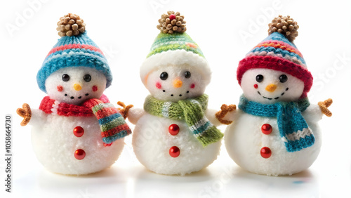 Set of Cute Snowman Christmas and New Year on Isolated White Background