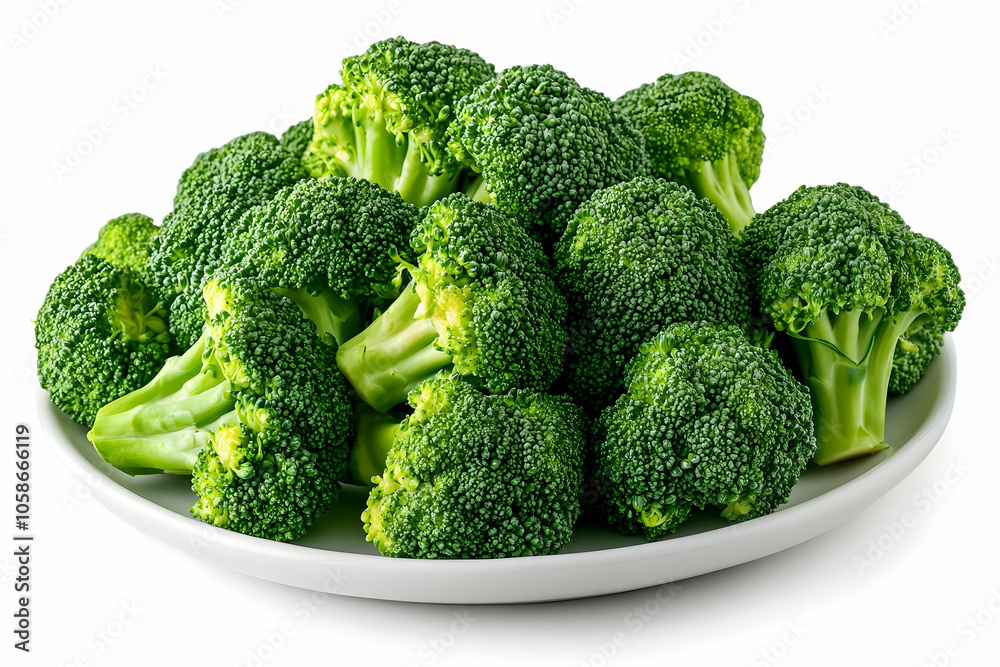 Fresh Broccoli Photo - Green Vegetable on White Plate Fresh Broccoli Photo - Green Vegetable on White Plate