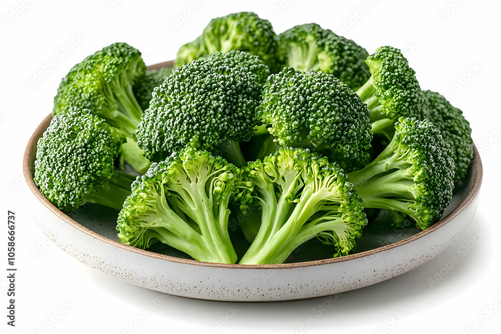 Photo Fresh Green Broccoli Florets in Bowl Photo Fresh Green Broccoli Florets in Bowl