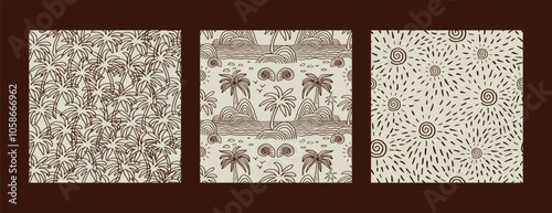 Summer Tropical Seamless Pattern Set