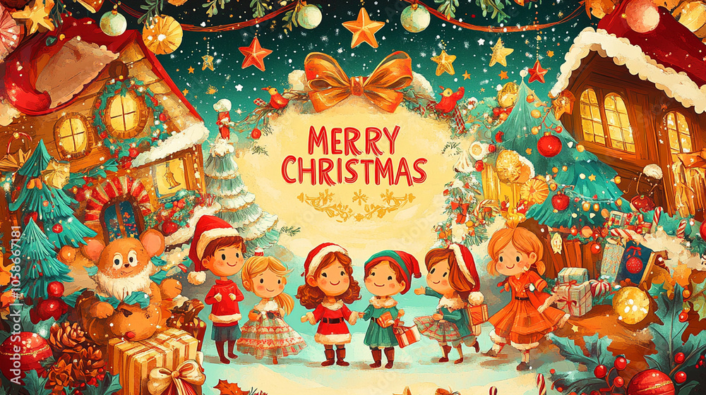Obraz premium Holiday season - Merry Christmas - xmas horizontal banner with text. 