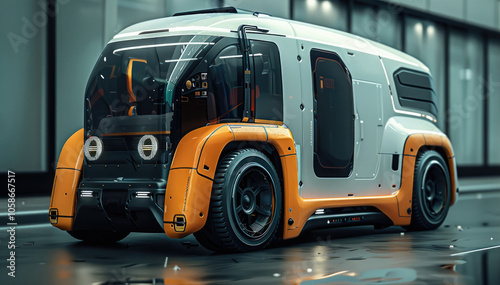 Industrial design, vehicle design, van, tough style, future style, city car, public transport.