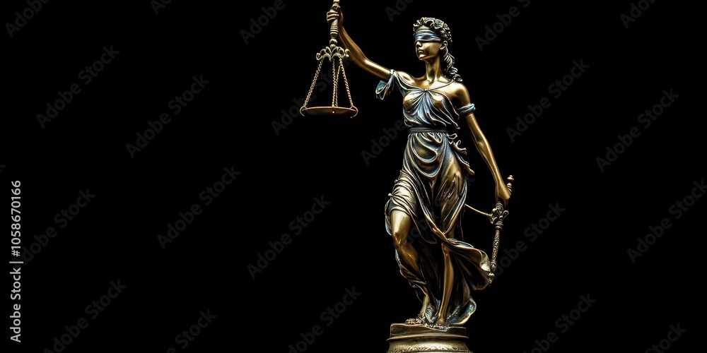 The statue of justice on a dark background symbolizing law, fairness, and morality. The statue of justice on a dark background symbolizing law, fairness, and morality.