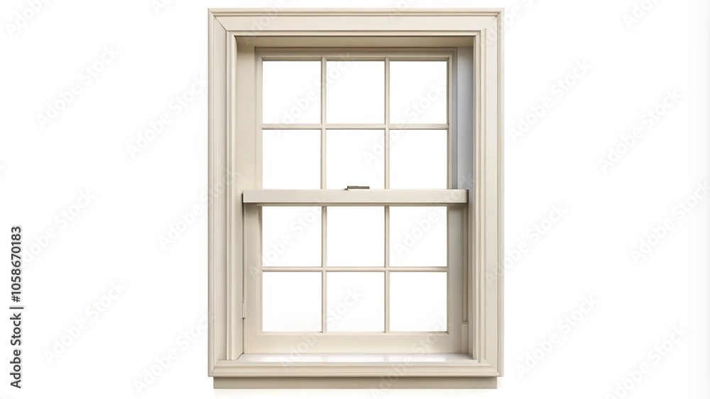 Single hung sash window isolated on white background Single hung sash window isolated on white background