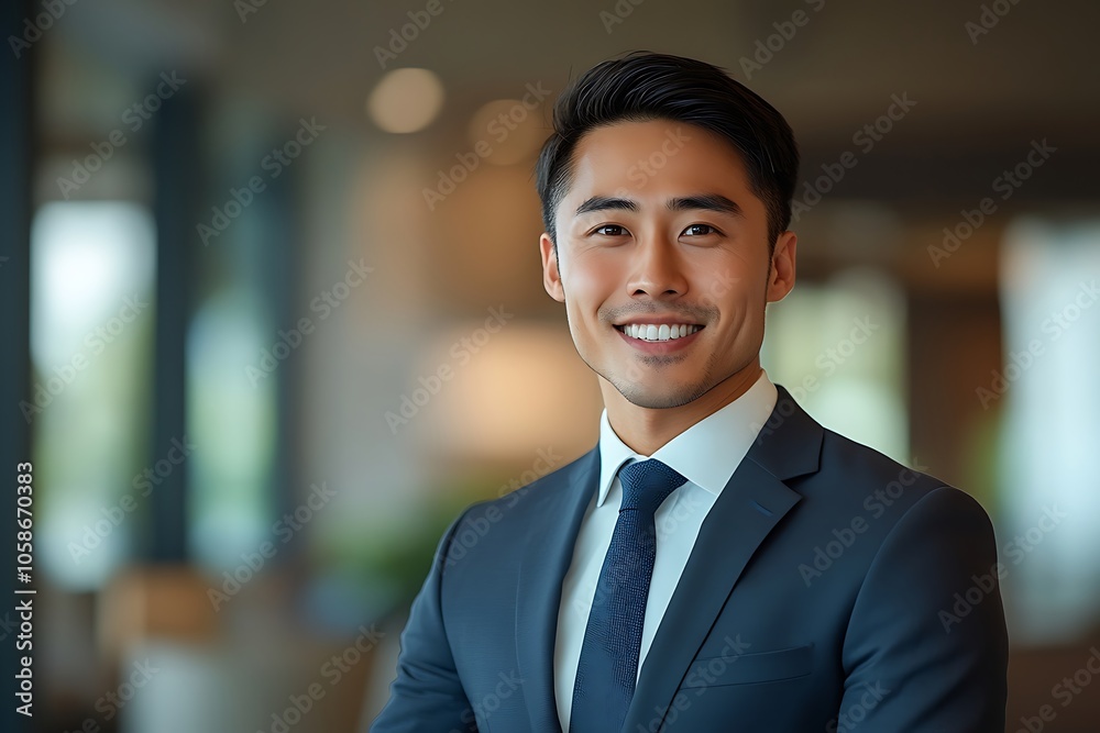 Confident Businessman Smiling in Office Portrait