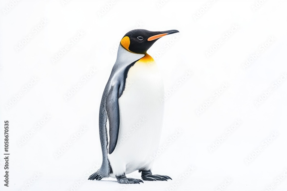 Fototapeta premium Adorable penguin with vibrant colors on its head. A charming subject for animal photography.