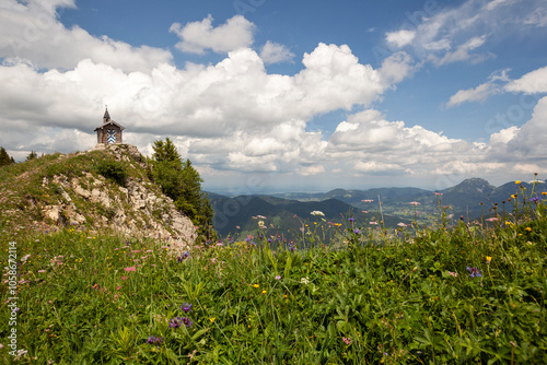 Chapel Freudenreich at Brecherspitze mountain, Bavaria, Germany in summertime photo