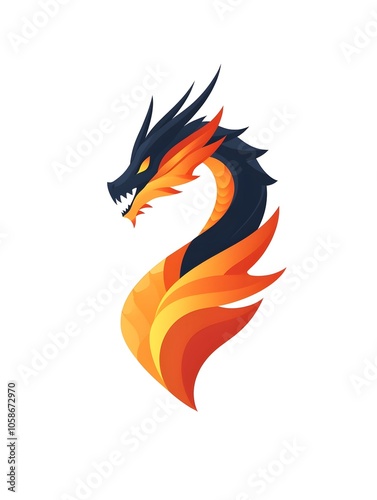 Simple Fantasy Dragon Emblem icon logo Symbol