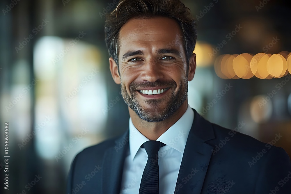 Confident Businessman Smiling, Headshot in White Shirt and Suit Confident Businessman Smiling, Headshot in White Shirt and Suit