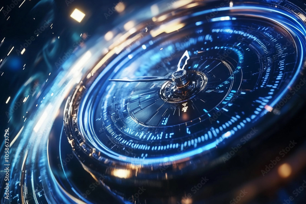 Futuristic clock design with glowing elements and intricate details Futuristic clock design with glowing elements and intricate details