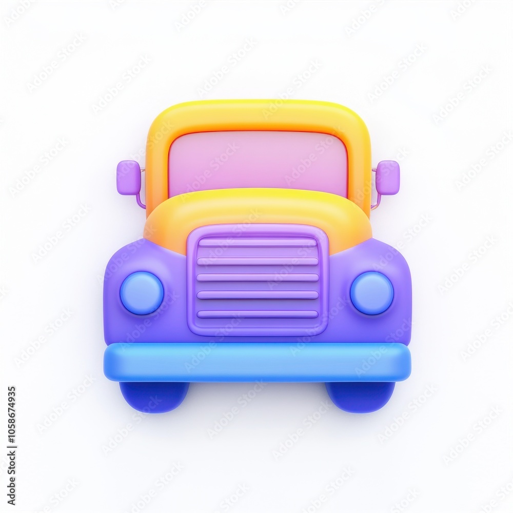 Vibrant Retro Toy Truck on a White Background Vibrant Retro Toy Truck on a White Background