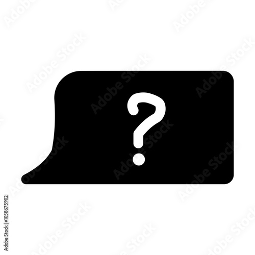 Minimalist FAQ solid icon featuring a question mark within a speech bubble, symbolizing help or information. Solid design ideal for customer support or informational interfaces.