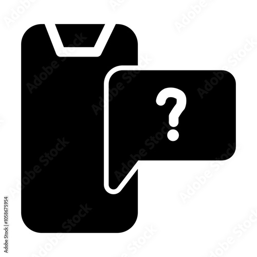 Minimalist FAQ solid icon featuring a question mark within a speech bubble, symbolizing help or information. Solid design ideal for customer support or informational interfaces.