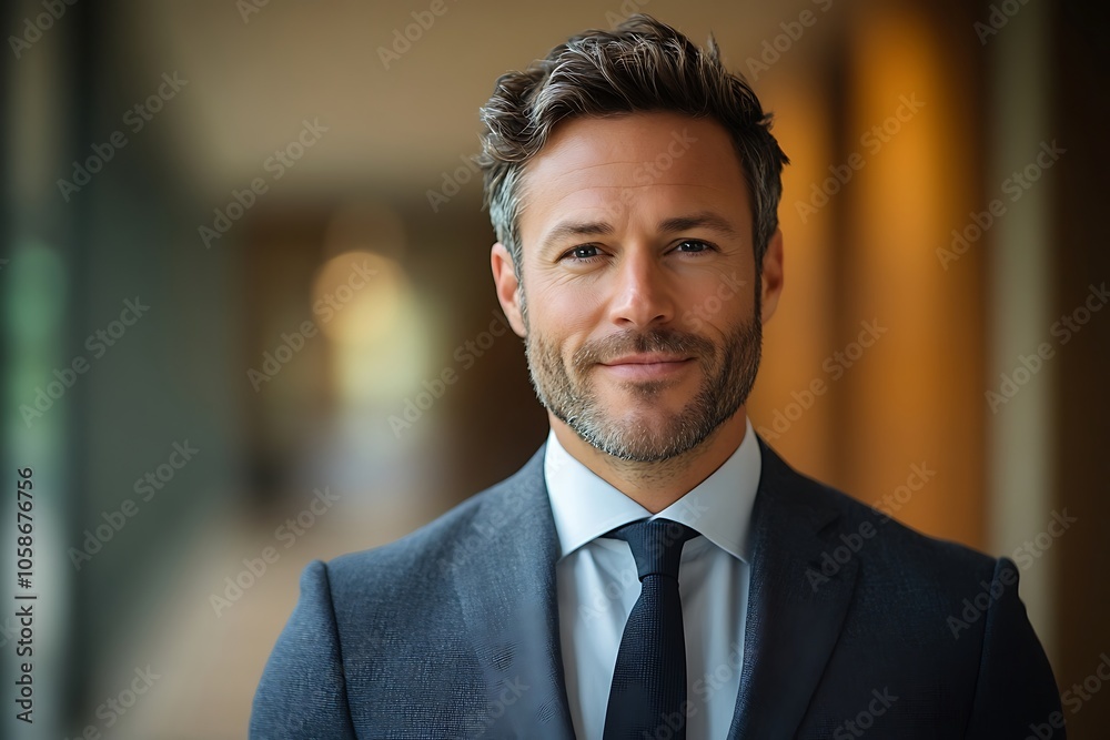 Confident Businessman with Gray Hair in Navy Suit Headshot Portrait Confident Businessman with Gray Hair in Navy Suit Headshot Portrait