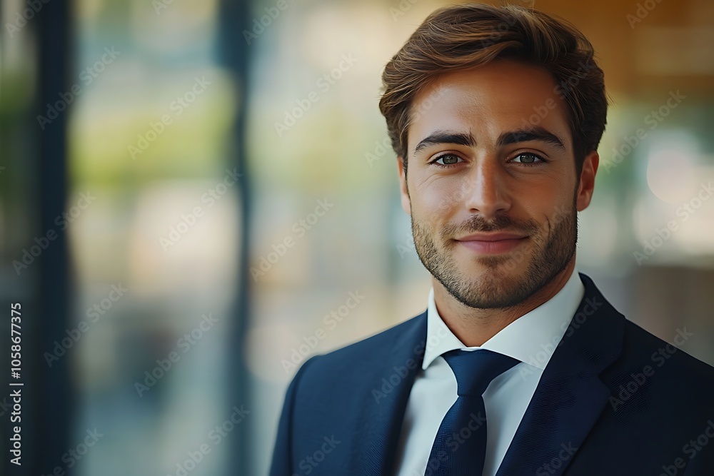 Confident Businessman with Green Eyes and Blue Suit Confident Businessman with Green Eyes and Blue Suit