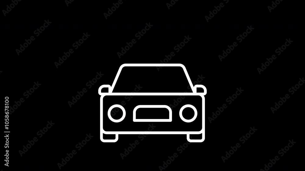 Electric car animated line icon. White color line icon animation. 4K video with transparent background Electric car animated line icon. White color line icon animation. 4K video with transparent background