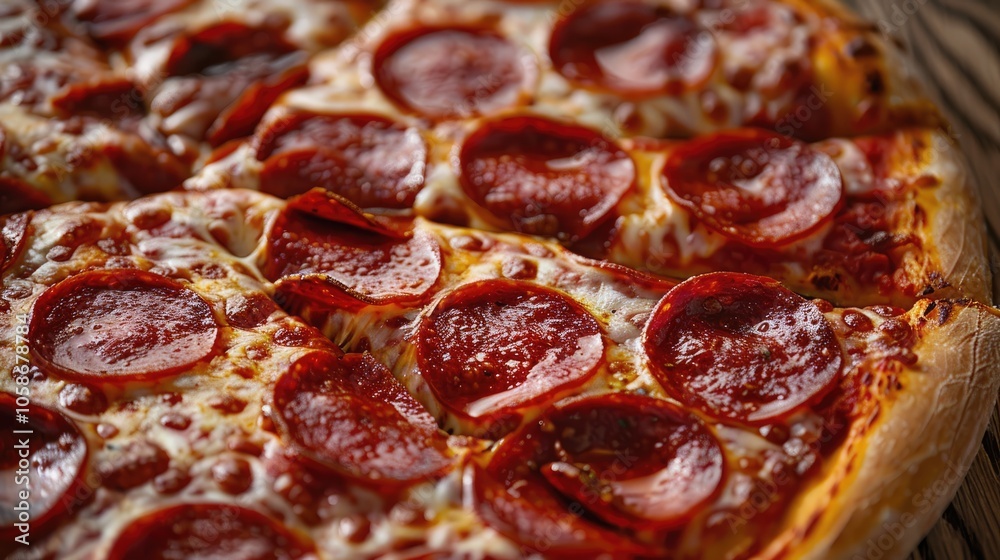 Close-Up and Captivating Pepperoni Pizza