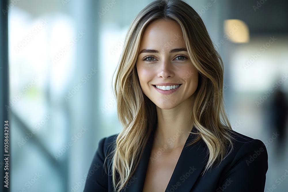 Confident Businesswoman Headshot with Warm Smile and Sharp Look Confident Businesswoman Headshot with Warm Smile and Sharp Look