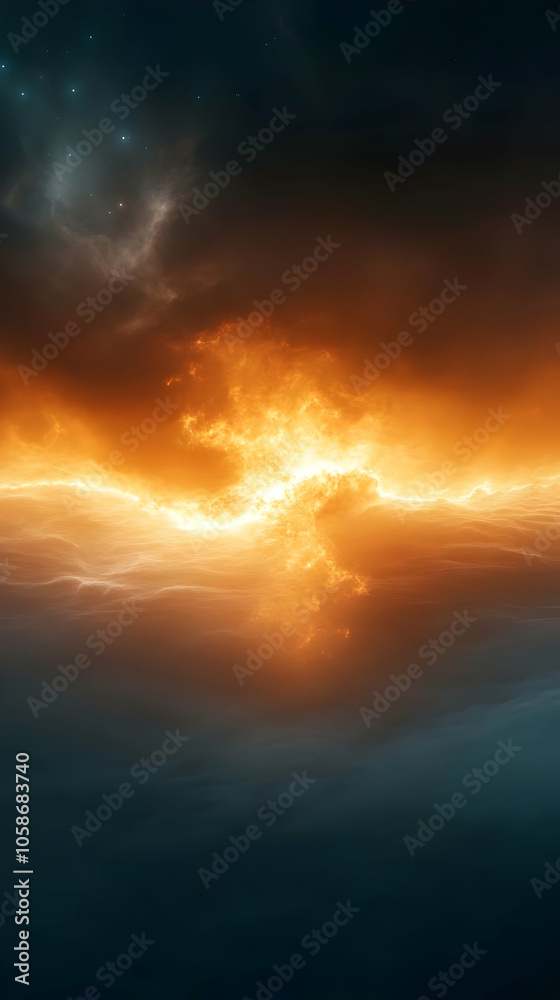 Fiery Cosmic Clouds Abstract Background Illustration Fiery Cosmic Clouds Abstract Background Illustration