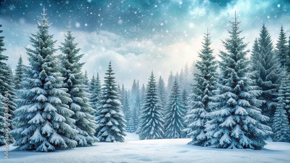 Snowy forest landscape with towering evergreen trees and soft white snowfall, holiday scenery, frosty morning, natural beauty Snowy forest landscape with towering evergreen trees and soft white snowfall, holiday scenery, frosty morning, natural beauty