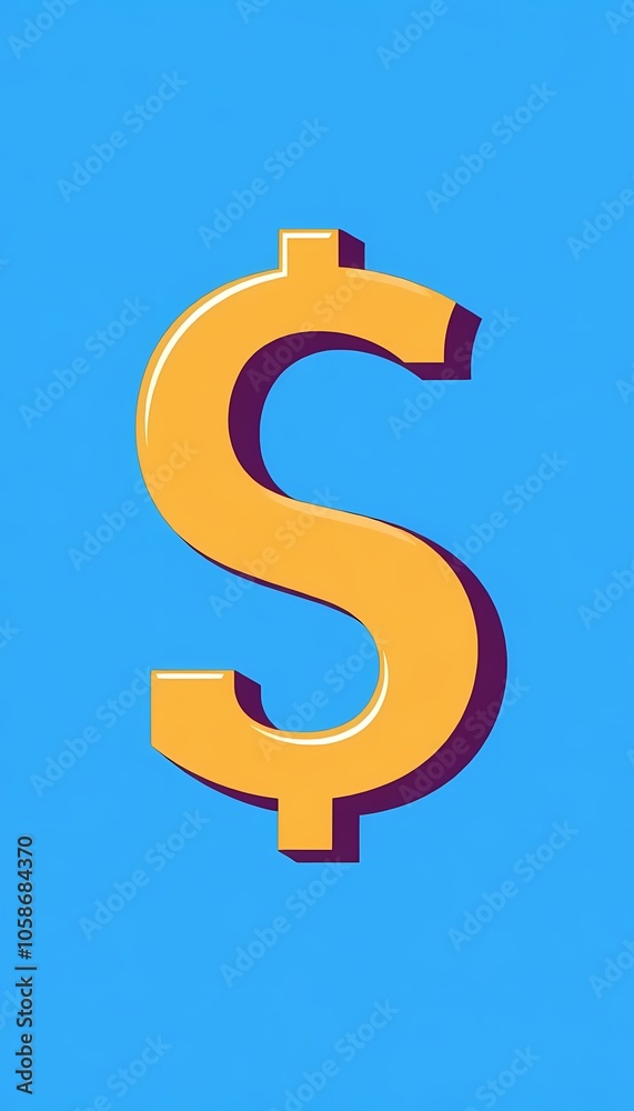 Naklejka premium Dollar Symbol on Blue Background, Finance and Economy Concept