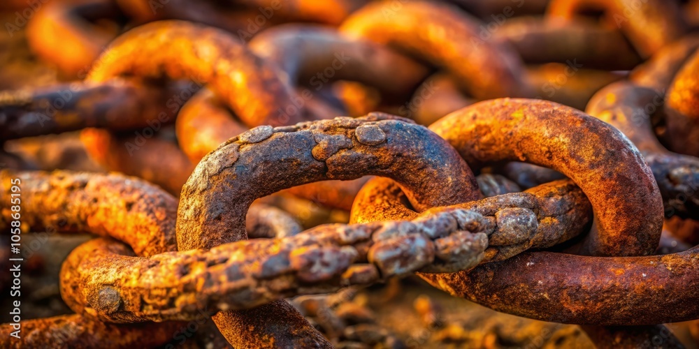 Close Up of Rusty Chain: Detailed Macro Photography of Weathered Metal, Industrial Aesthetics, Textured Background, Vintage Charm, Urban Environment, and Nature Interaction Close Up of Rusty Chain: Detailed Macro Photography of Weathered Metal, Industrial Aesthetics, Textured Background, Vintage Charm, Urban Environment, and Nature Interaction