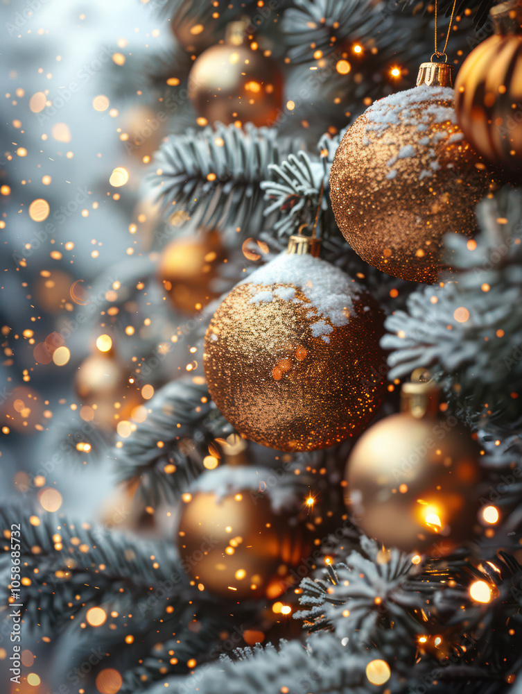 Festive Winter Wonderland with Berry and Pine Accents Background, Card or Backdrop
