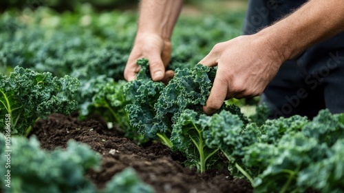 Farmer Harvesting Kale