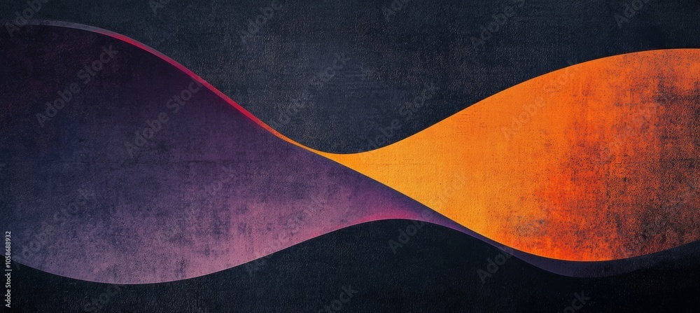 Abstract Art: Orange and Purple Wave Pattern on Dark Background Abstract Art: Orange and Purple Wave Pattern on Dark Background