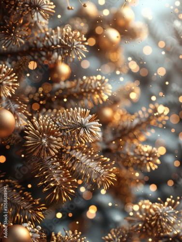 Festive Winter Wonderland with Berry and Pine Accents Background, Card or Backdrop