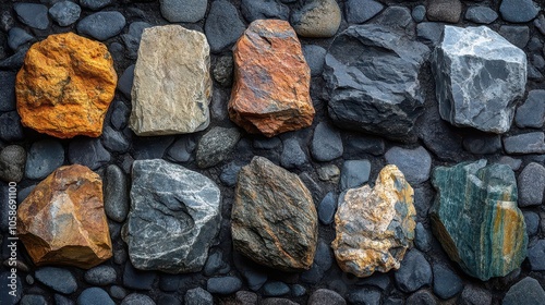 dramatic collection of heavy rocks isolated on a transparent background, showcasing unique textures and forms, ideal for artistic uses or geological studies