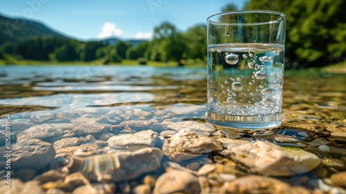 potlight on a Crystal-Clear Glass of Water with Advanced Filtration Technology in the Background, Underlining the Essential Role of Purified Water for Optimal Health and Wellness in Daily Living