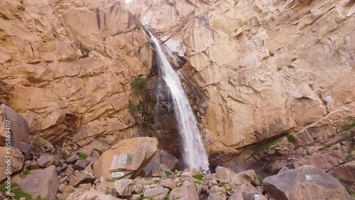 Amazing view of Khamosh waterfall in Skardu, Pakistan. photo