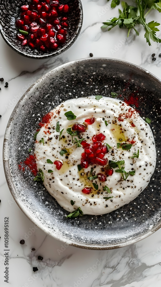 Creamy White Bean Dip Photo with Pomegranate and Herbs Creamy White Bean Dip Photo with Pomegranate and Herbs