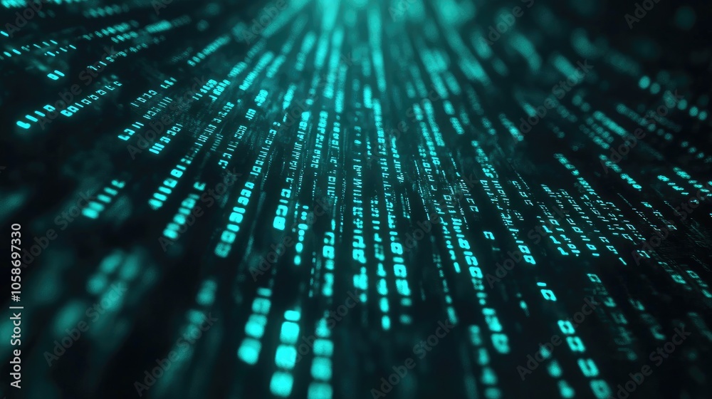 Abstract Digital Code with a Teal Glow Abstract Digital Code with a Teal Glow