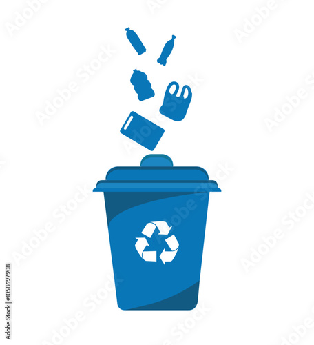 Recycle bin vector illustration. Colorful recycle bin	