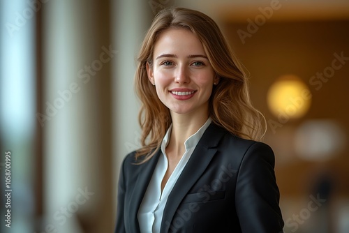 Confident Businesswoman in Stylish Black Suit