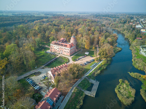 The city of Uniejow seen from above, Poland.