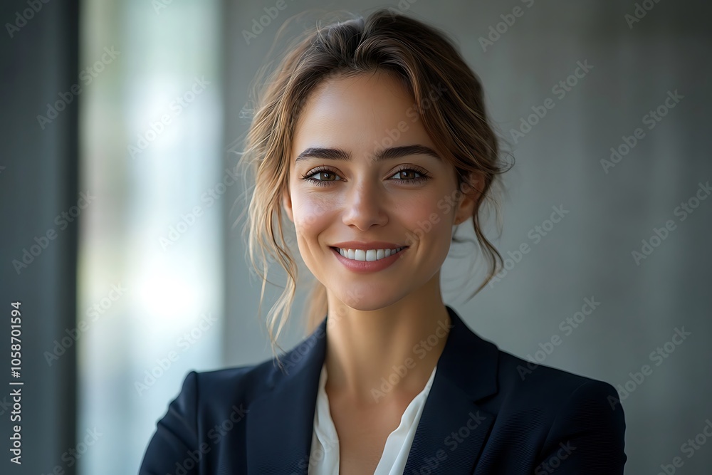 Confident Businesswoman in Suit with a Bright Smile Confident Businesswoman in Suit with a Bright Smile