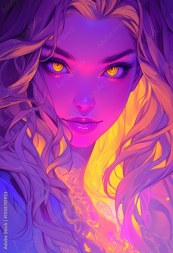 Cool girl with yellow eyes Cool girl with yellow eyes